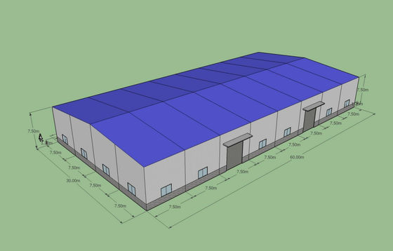 Magazyn stalowy prefabrykowany 60x30x7,5m ASTM A36 Q235B