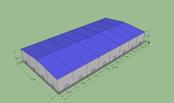 Magazyn stalowy prefabrykowany 60x30x7,5m ASTM A36 Q235B